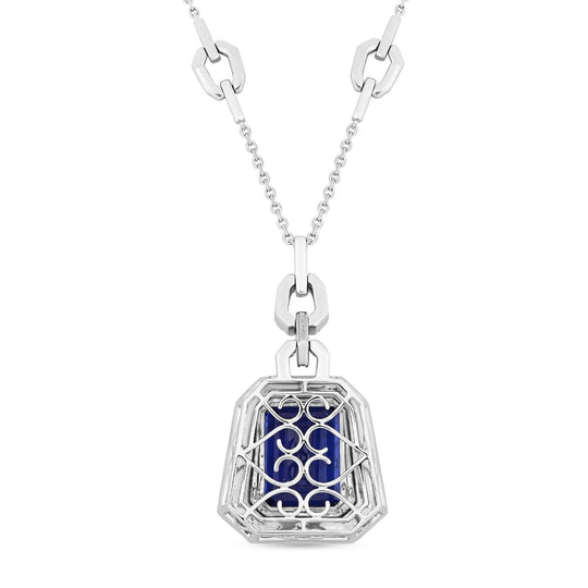 CHAIRMAN VAULT COLLECTION - AAAA Tansanit, Weißer Diamant AGI zertifiziert Halskette, zertifiziert und geprüft, 950 Platin ca. 26.06 ct