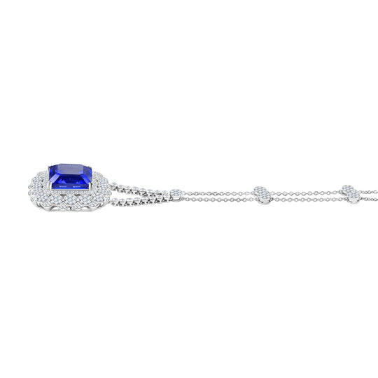 CHAIRMAN VAULT COLLECTION - AAAA Tansanit, Weißer Diamant AGI zertifiziert Anhänger, zertifiziert und geprüft, 950 Platin ca. 43.35 ct