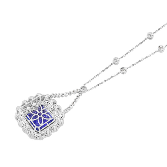 CHAIRMAN VAULT COLLECTION - AAAA Tansanit, Weißer Diamant AGI zertifiziert Anhänger, zertifiziert und geprüft, 950 Platin ca. 43.35 ct
