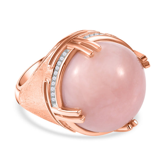 GP Royal Art Deco Kollektion - AA Natürlicher Peruanischer rosa Opal, Kanchanaburi Blauer Saphir Ring 925 Silber Roségold Vermeil (Größe 18.00) ca. 19.15 ct
