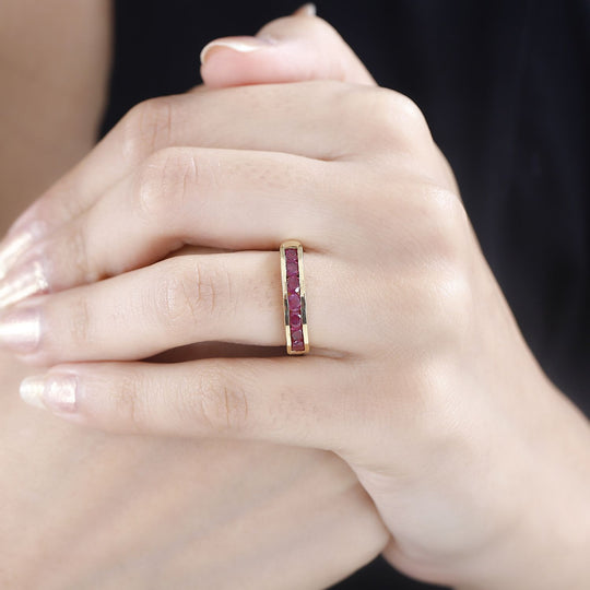 JCK Vegas Exklusive Kollektion - Afrikanischer Rubin (Fissure gefüllt) Ring 925 Silber vergoldet (Größe 21.00) ca. 0.99 ct