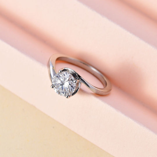 Moissanit Ring 925 Silber platiniert (Größe 21.00) ca. 1,18 ct