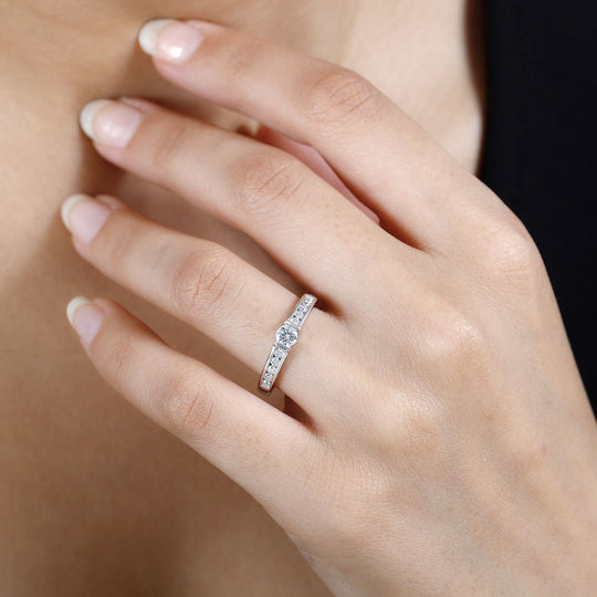 Moissanit Ring 925 Silber rhodiniert (Größe 21.00) ca. 0,52 ct