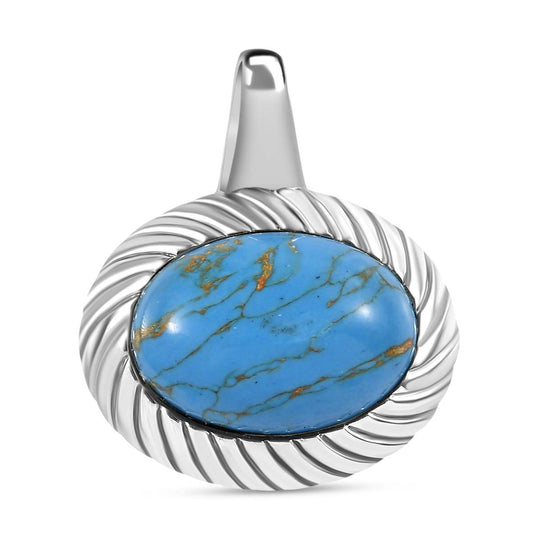 Blaues Türkis Anhänger Edelstahl ca. 5.75 ct