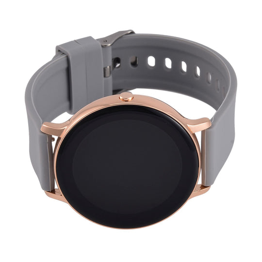 STRADA Hiwatch Plus Elegante Smartwatch - Roségold mit Grauem Silikonarmband, umfassende Gesundheits- und Sportfunktionen, Bluetooth 5.0