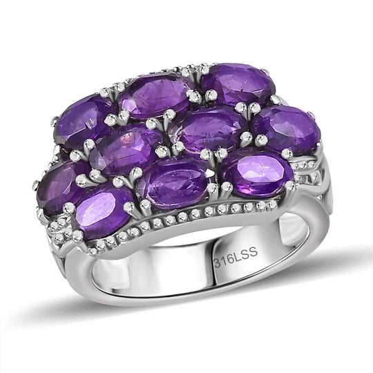 Afrikanischer Amethyst Ring Edelstahl ca. 4,17 ct
