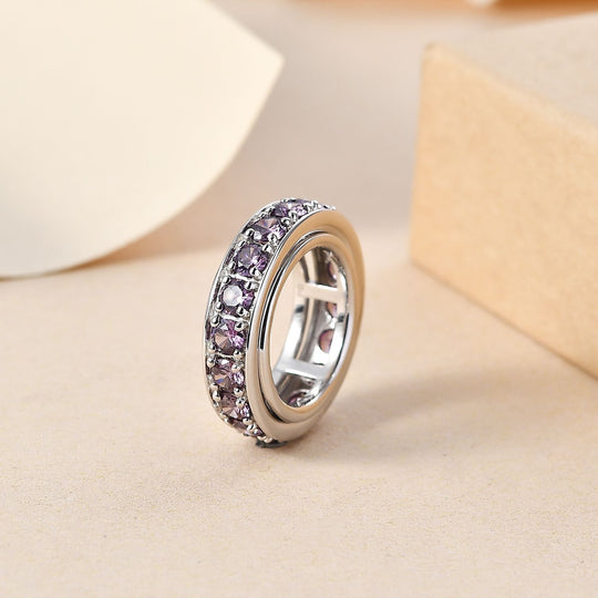 Lila Zirkonia Ring Messing platiniert (Größe 20.00)