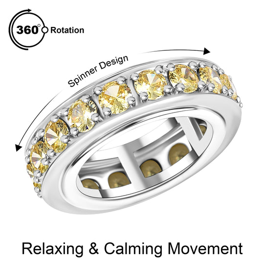 Gelber Zirkonia Ring Messing platiniert (Größe 18.00)