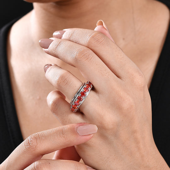 Orange Zirkonia Ring Messing platiniert (Größe 17.00)