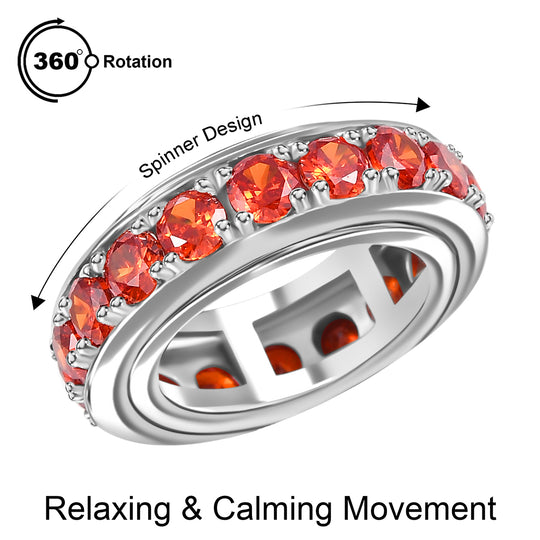 Orange Zirkonia Ring Messing platiniert (Größe 17.00)
