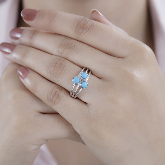 Amerikanischer, natürlicher Sleeping Beauty Türkis Ring, 925 Silber rhodiniert ca. 0.89 ct