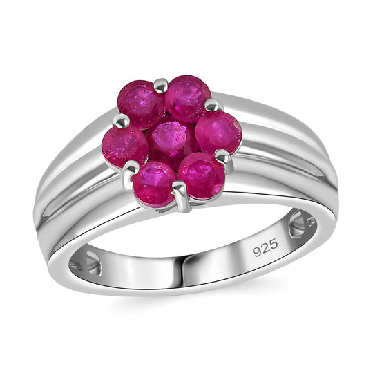 Afrikanischer Rubin (Fissure gefüllt) Ring 925 Silber rhodiniert (Größe 18.00) ca. 1,43 ct