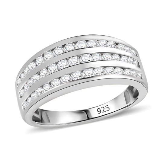 Moissanit Ring 925 Silber rhodiniert (Größe 19.00) ca. 0,98 ct