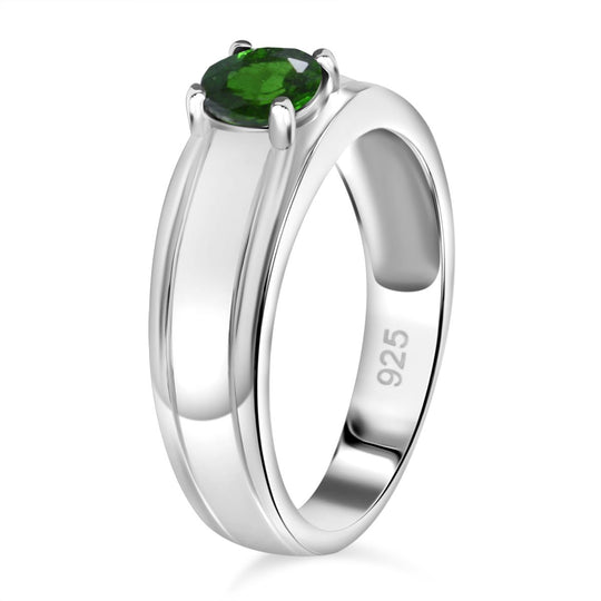 Natürlicher Chromdiopsid Ring, 925 Silber rhodiniert (Größe 20.00) ca. 0.55 ct