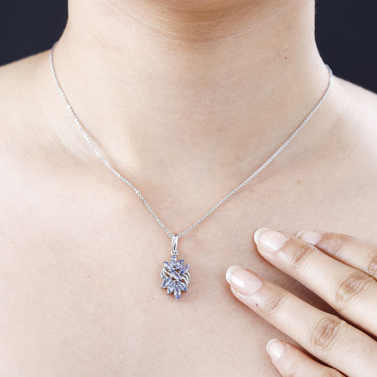 Tansanit Anhänger 925 Silber rhodiniert ca. 1.18 ct