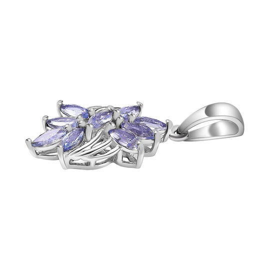 Tansanit Anhänger 925 Silber rhodiniert ca. 1.18 ct