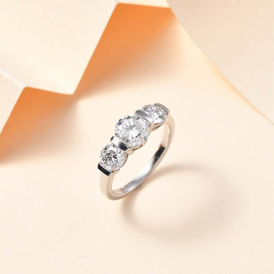 Moissanit Ring, 925 Silber rhodiniert (Größe 21.00) ca. 1.81 ct
