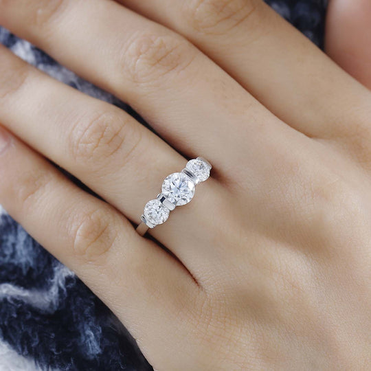 Moissanit Ring, 925 Silber rhodiniert (Größe 21.00) ca. 1.81 ct