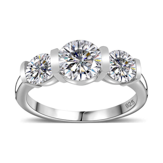 Moissanit Ring, 925 Silber rhodiniert (Größe 21.00) ca. 1.81 ct