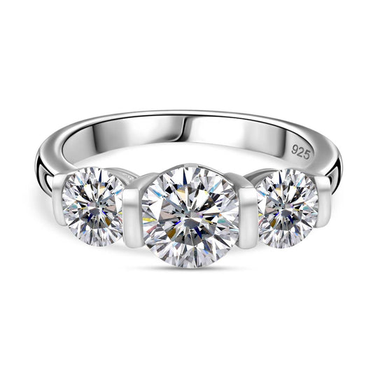 Moissanit Ring, 925 Silber rhodiniert (Größe 21.00) ca. 1.81 ct