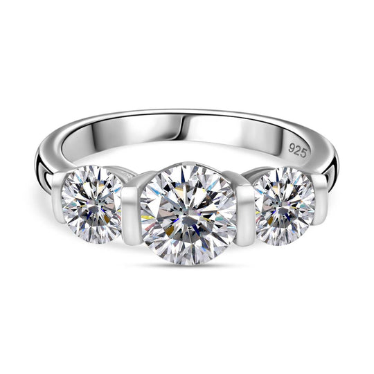 Moissanit Ring, 925 Silber rhodiniert (Größe 21.00) ca. 1.81 ct