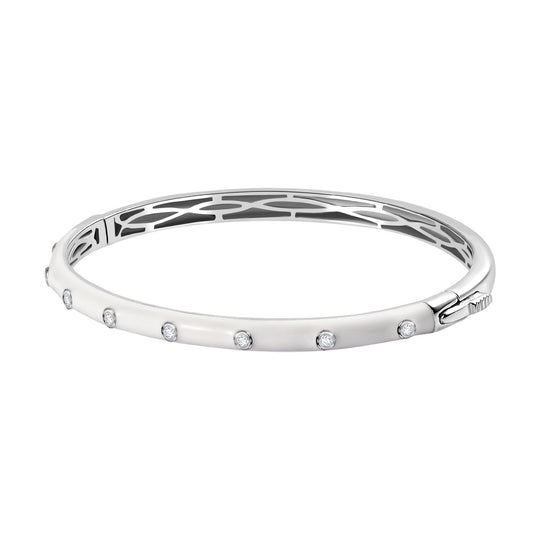 Moissanit Armreif ca. 19 cm 925 Silber rhodiniert ca. 0.24 ct
