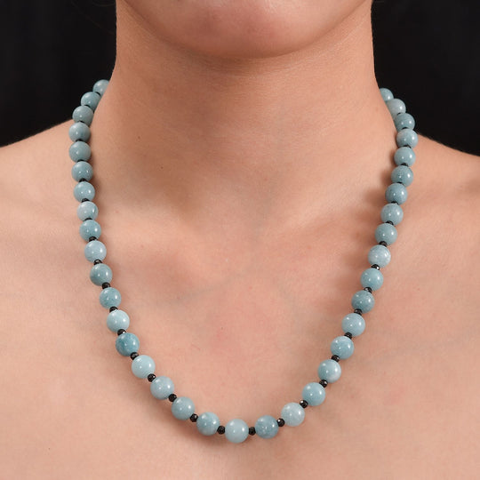 Aquamarin Halskette ca. 50 cm 925 Silber rhodiniert ca. 170,00 ct.
