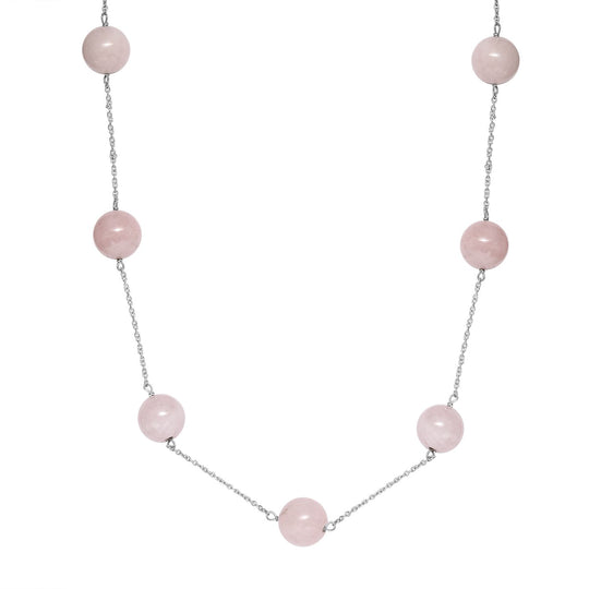 Grüner Quarz Station Style Halskette ca. 50 cm 925 Silber rhodiniert ca. 25.00 ct