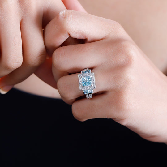 AA Kambodschanischer Blauer Zirkon Ring, 925 Silber rhodiniert (Größe 18.00) ca. 2.54 ct