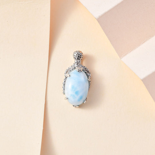 AA Larimar Anhänger 925 Silber platiniert ca. 4.45 ct