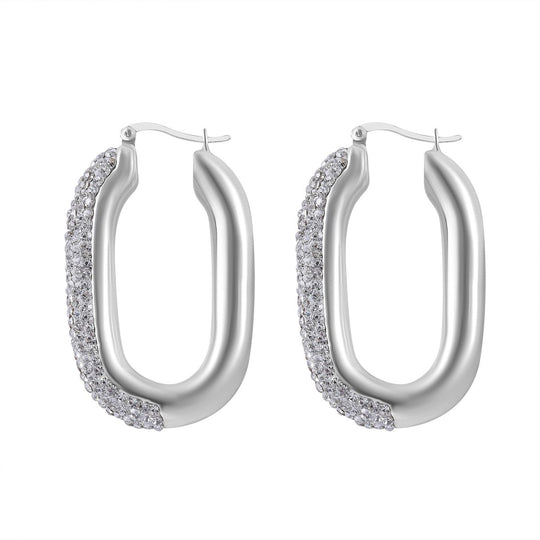 Thai Silber Kollektion- Weißer Kristall Ohrringe, 925 Silber