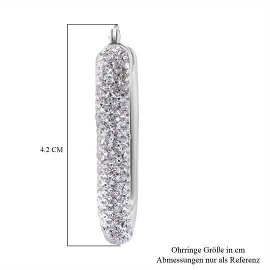 Thai Silber Kollektion- Weißer Kristall Ohrringe, 925 Silber