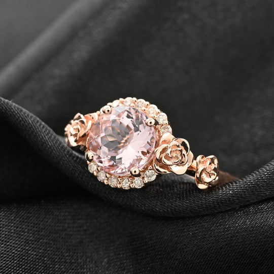 LUXORO zertifizierter und geprüfter AAA Rosa Morganit und Diamant Ring in 585 Roségold - 1,90 ct.