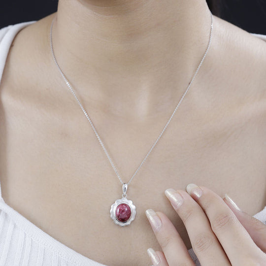 AA Thulit Anhänger 925 Silber rhodiniert ca. 6,02 ct.