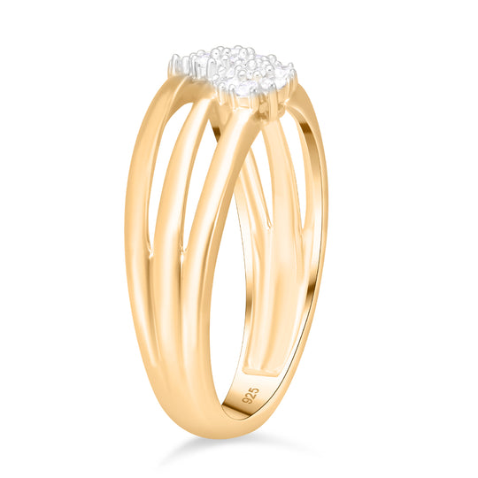 Weißer Diamant P Ring 925 Silber Gelbgold Vermeil ca. 0,33 ct