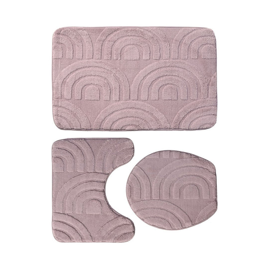 3-teiliges Badematten-Set - Weiche und Saugfähige Badezimmerteppiche, bestehend aus 50x80cm Rechteck, 50x40cm U-Form für den Toilettensockel, 43x38cm Toilettendeckel-Bezug, creme
