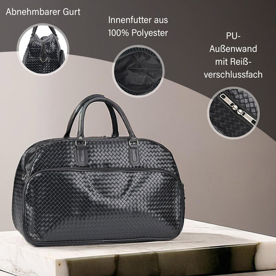 Elegante Reisetasche - PU-Außenseite, Braune Gurte, 54 x 34 x 24 cm, braun