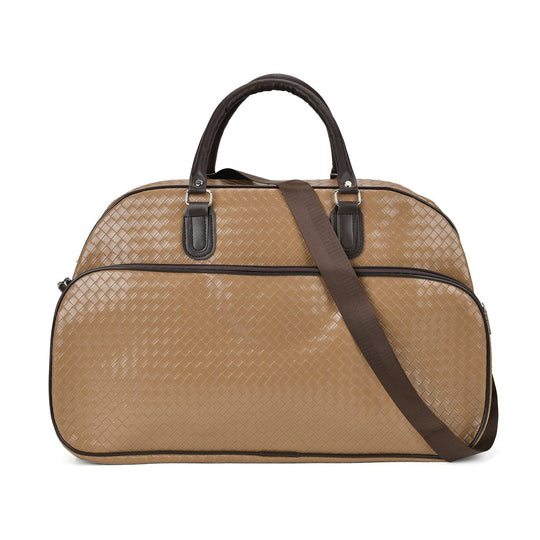 Elegante Reisetasche - PU-Außenseite, Braune Gurte, 54 x 34 x 24 cm, braun