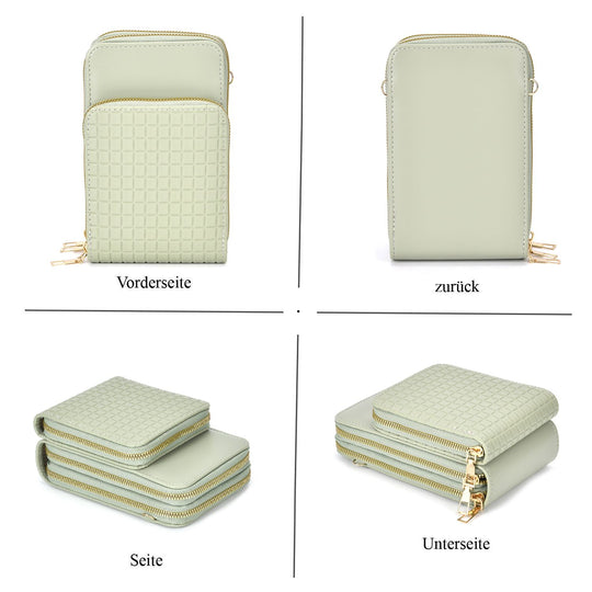 Designer-Umhängetasche mit Kartenfächern und RFID-Schutz und verstellbarem Riemen, 18 x 11 x 8 cm, Beige