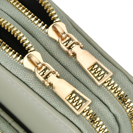 Designer-Umhängetasche mit Kartenfächern und RFID-Schutz und verstellbarem Riemen, 18 x 11 x 8 cm, Beige