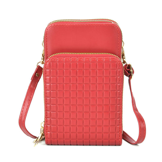 Designer-Umhängetasche mit Kartenfächern und RFID-Schutz und verstellbarem Riemen, 18 x 11 x 8 cm, Beige