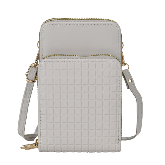 Designer-Umhängetasche mit Kartenfächern und RFID-Schutz und verstellbarem Riemen, 18 x 11 x 8 cm, Beige