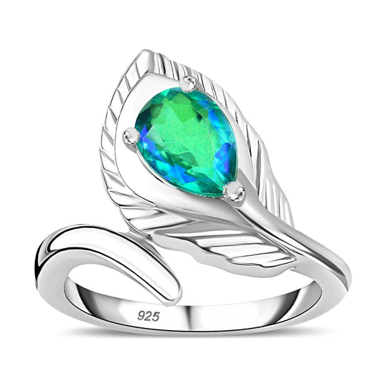 Pfau Quarz Triplette Ring 925 Silber rhodiniert ca. 1,32 ct