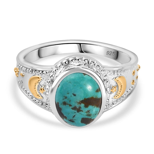 Sierra Nevada Türkis Ring, 925 Silber rhodiniert (Größe 19.00) ca. 2.73 ct