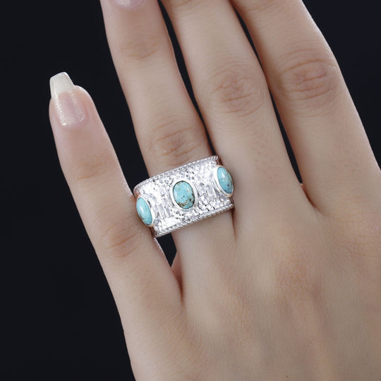 Sierra Nevada Türkis Ring 925 Silber rhodiniert (Größe 17.00) ca. 2,47 ct