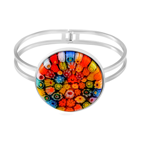 Murano Glas Armreif ca. 19 cm Reiner Edelstahl