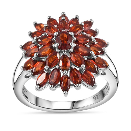 Mosambik Granat Ring, 925 Silber platiniert (Größe 19.00) ca. 3.25 ct
