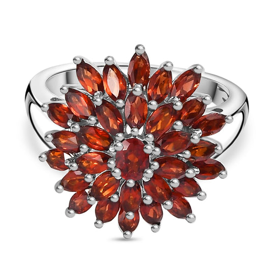 Mosambik Granat Ring, 925 Silber platiniert (Größe 19.00) ca. 3.25 ct