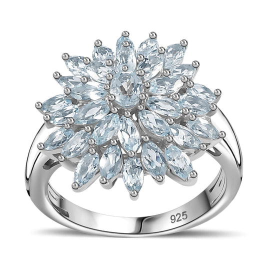 Himmelblauer Topas Ring, 925 Silber platiniert (Größe 18.00) ca. 2.67 ct