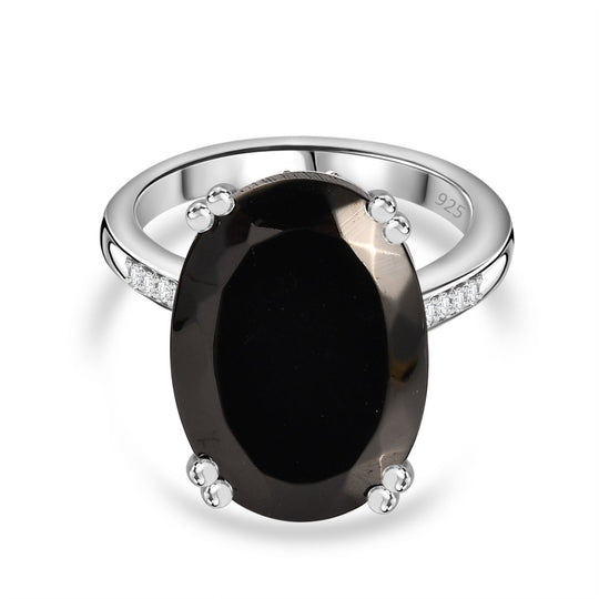 Elite Shungit, Weißer Zirkon Ring, 925 Silber rhodiniert (Größe 20.00) ca. 7.44 ct